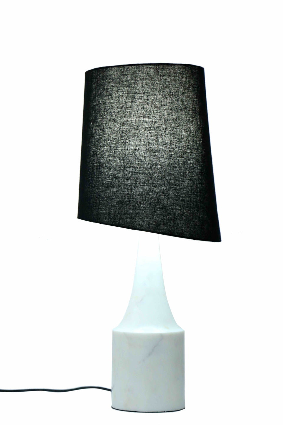 Marble Carboy Table Lamp with Black Slant Fabric Shade
