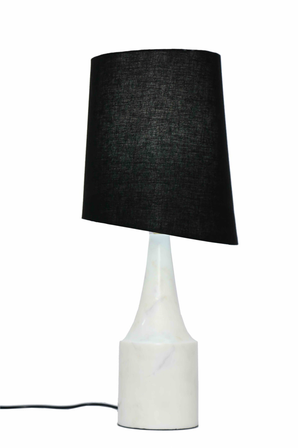 Marble Carboy Table Lamp with Black Slant Fabric Shade