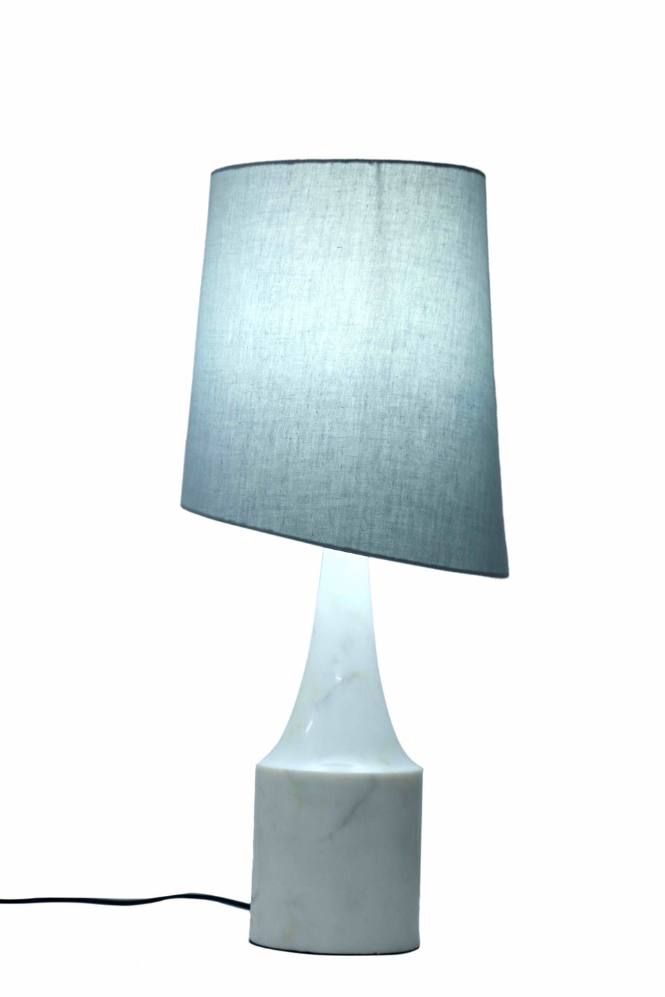 Marble Carboy Table Lamp with Grey Slant Fabric Shade