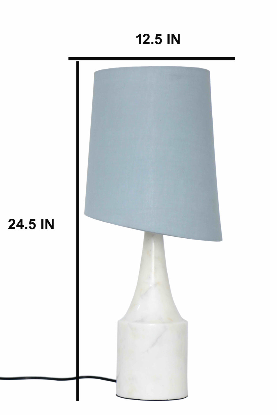Marble Carboy Table Lamp with Grey Slant Fabric Shade