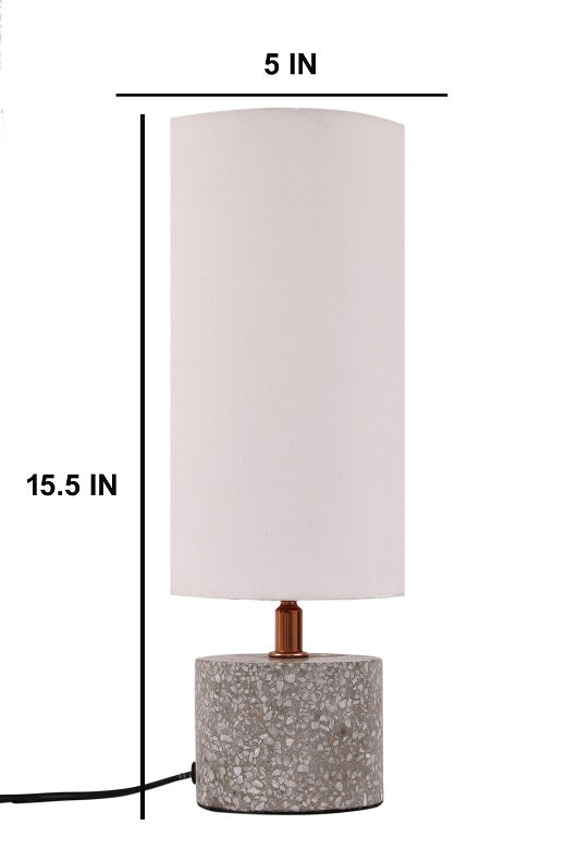 Grey Terazzo Table lamp with White Shade