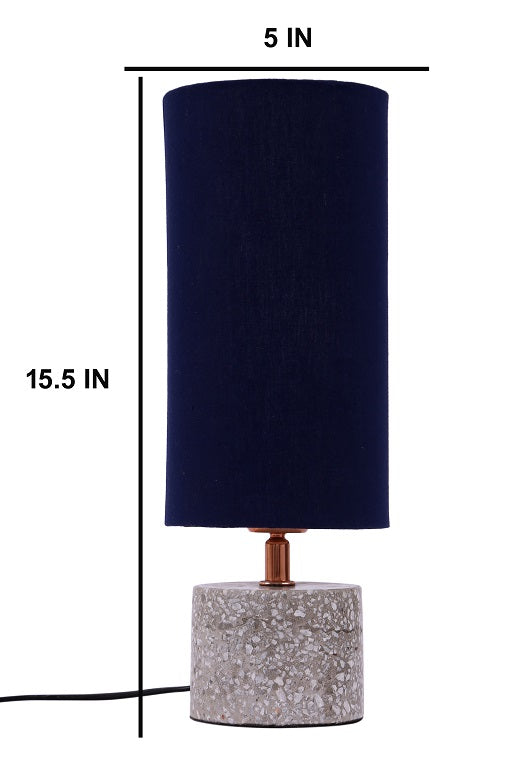 Grey Terazzo Table lamp with Blue Shade