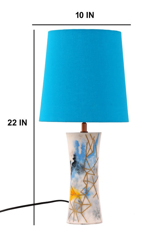 Bling Handpainted Marble Lamp with Blue Shade