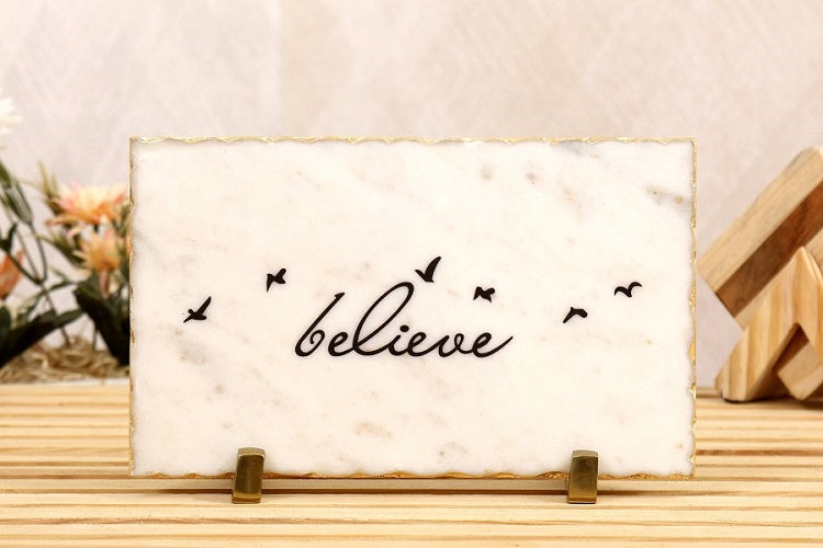 Believe Marble Table Decor Item